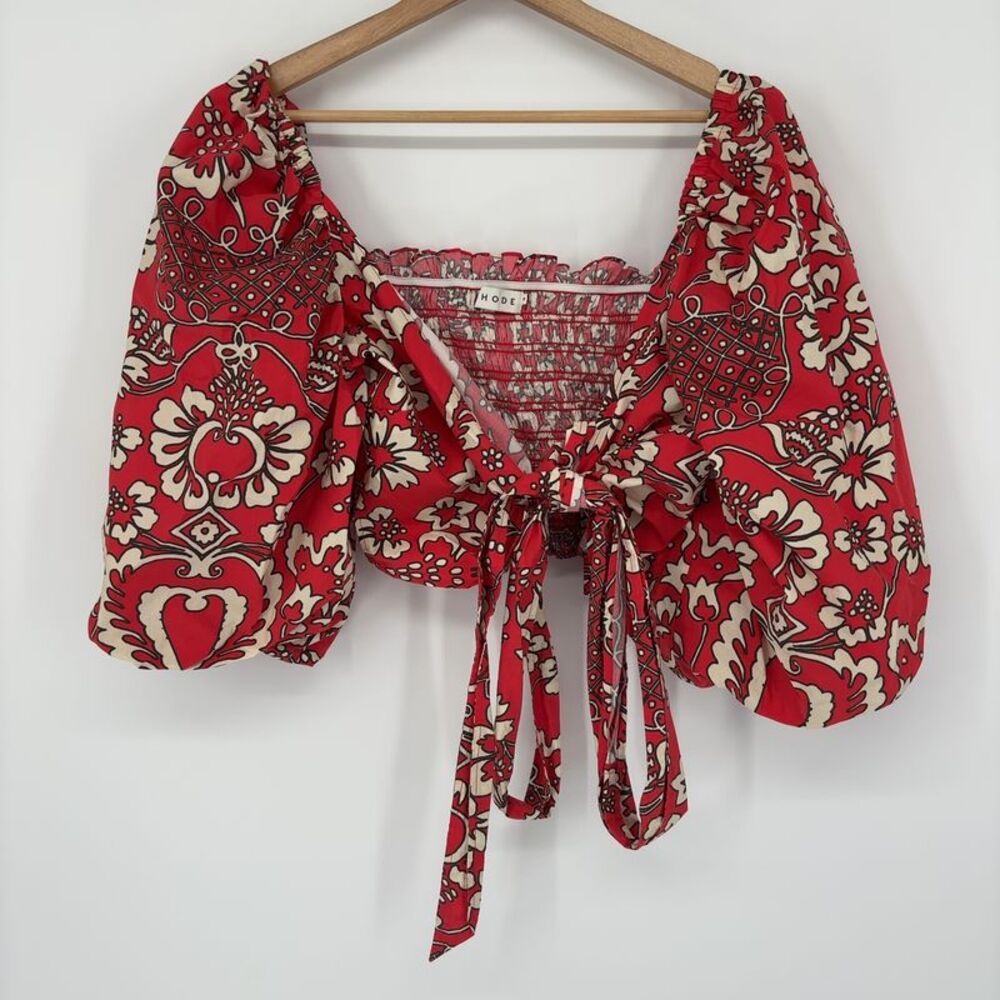 RHODE Puff-Sleeve Wrap Blouse